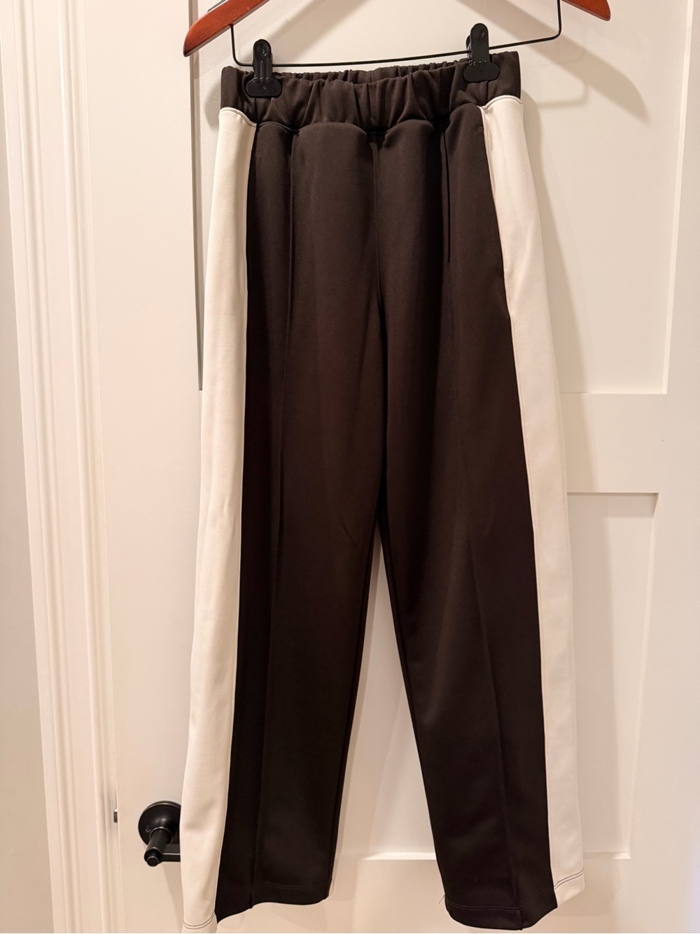 THE GREAT. Brown Track Pants with White Side Panels